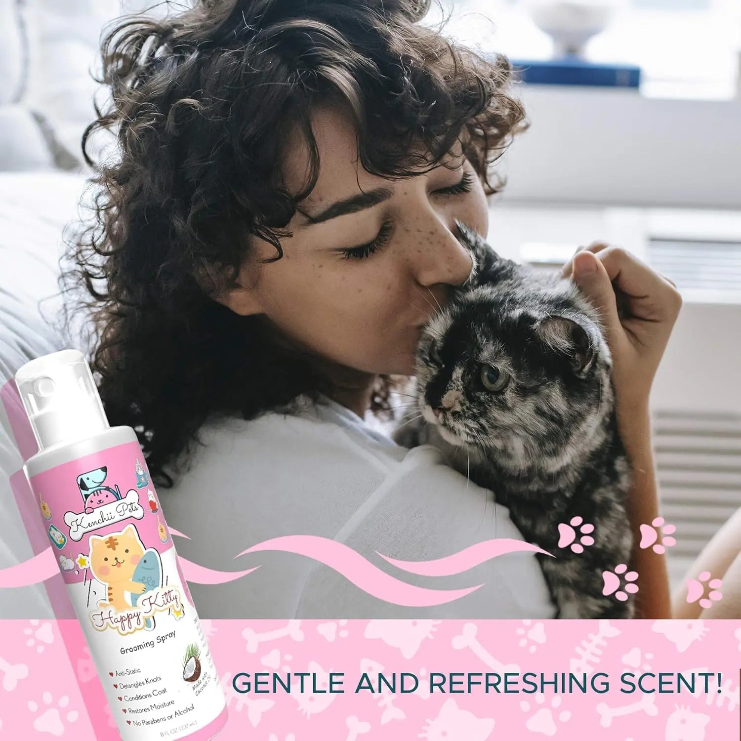 All-Natural Cat Detangler Spray, Moisturizing Coat Shine Conditioner for Kittens