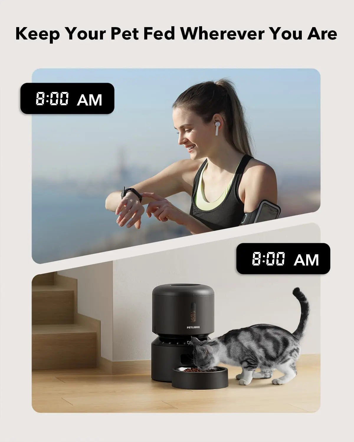 Automatic Pet Feeder 3L/5L with Camera, Timed Portions, Voice Call, Dual Power