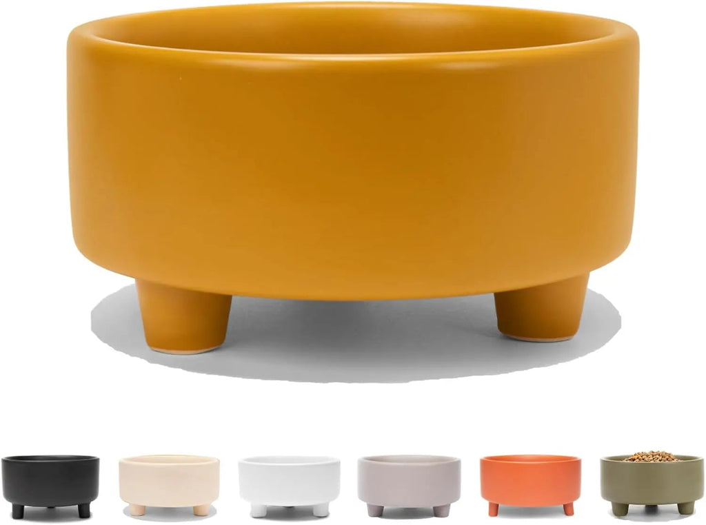 Ceramic Cat & Dog Pet Bowl, Elevated Stoneware Feeder, Dishwasher Safe