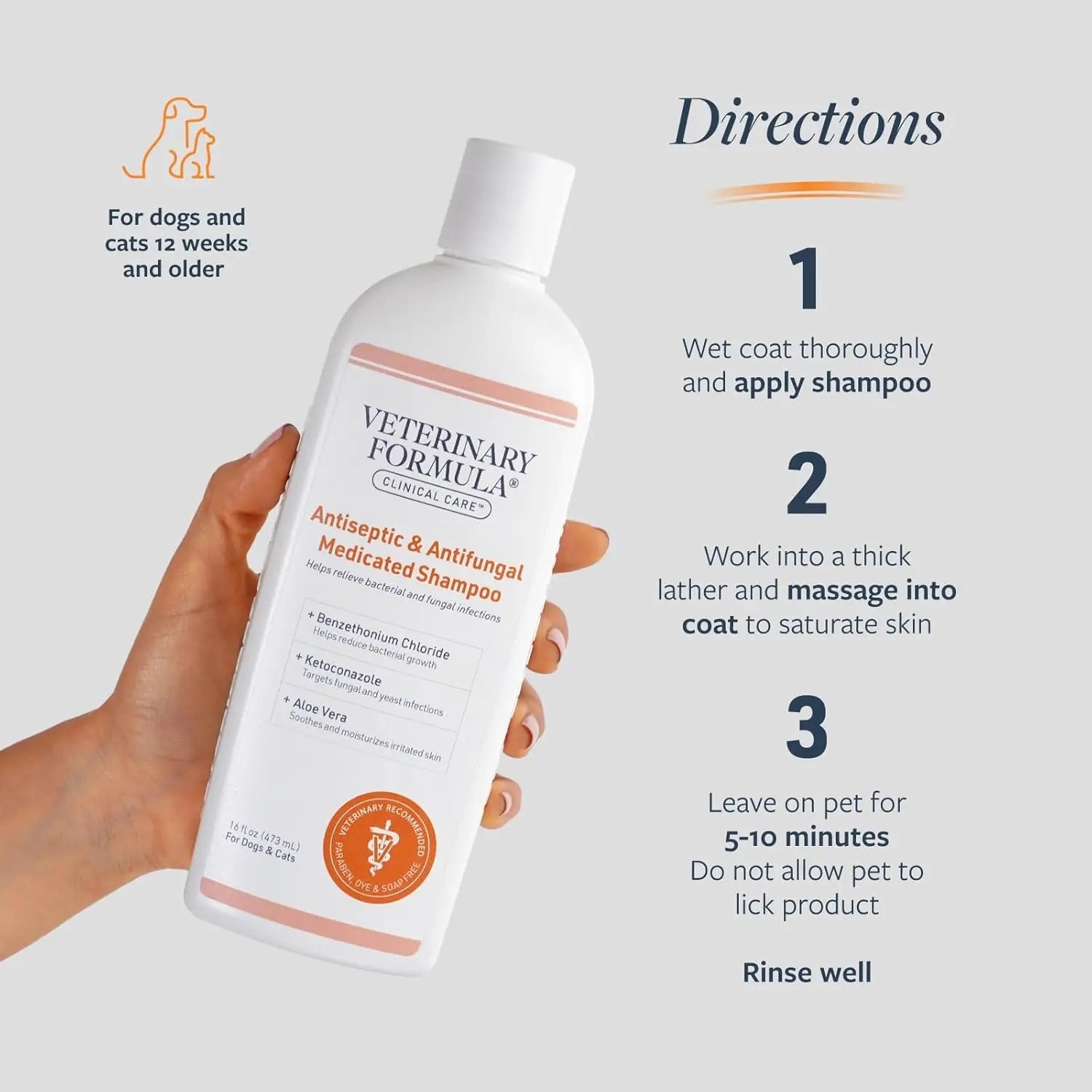 Clinical Care Antiseptic & Antifungal Medicated Shampoo for Dogs & Cats, 16 oz
