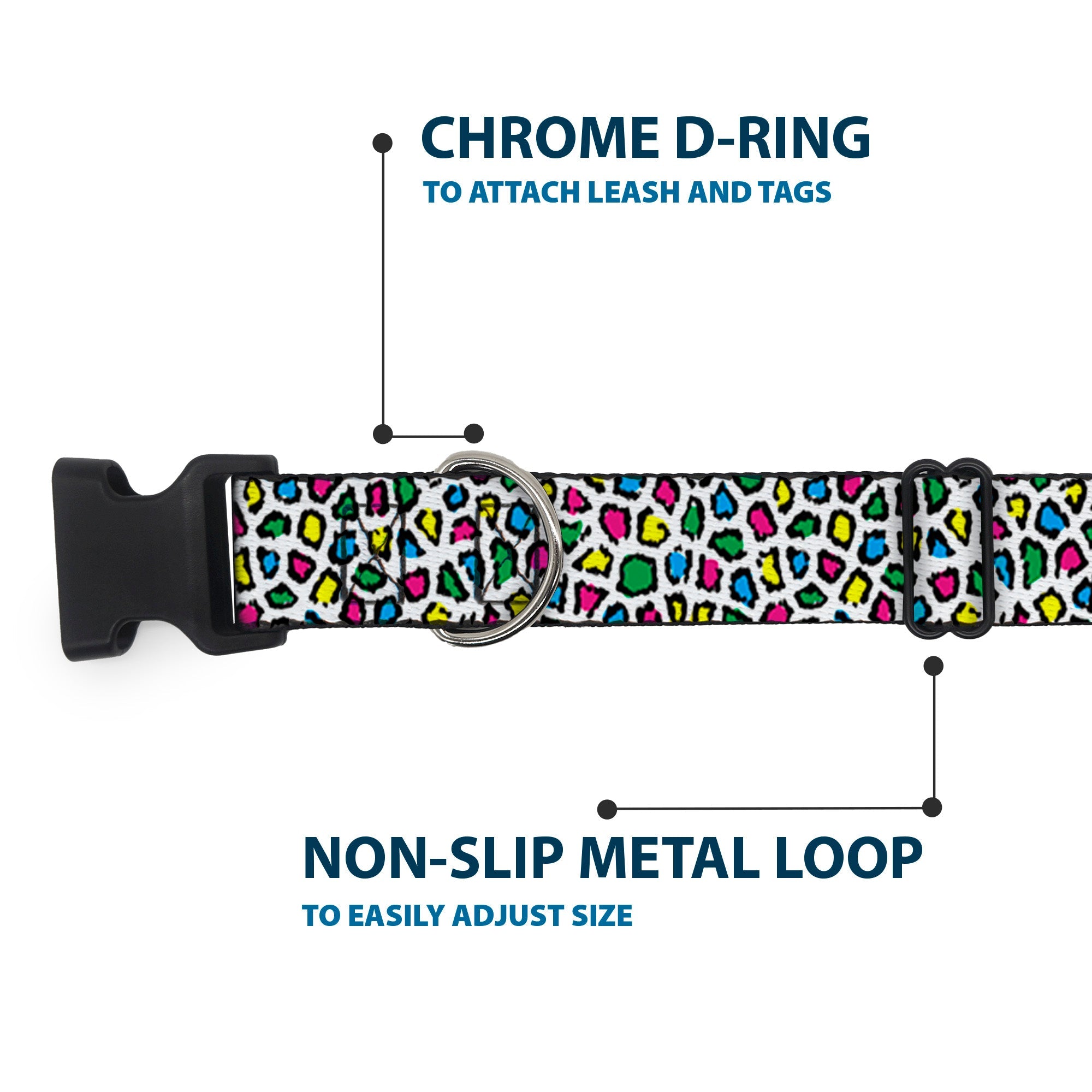 Plastic Clip Collar - Leopard White/Multi Color