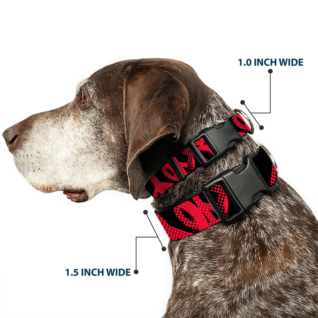 Plastic Clip Collar - Peace Dots Black/Fuchsia