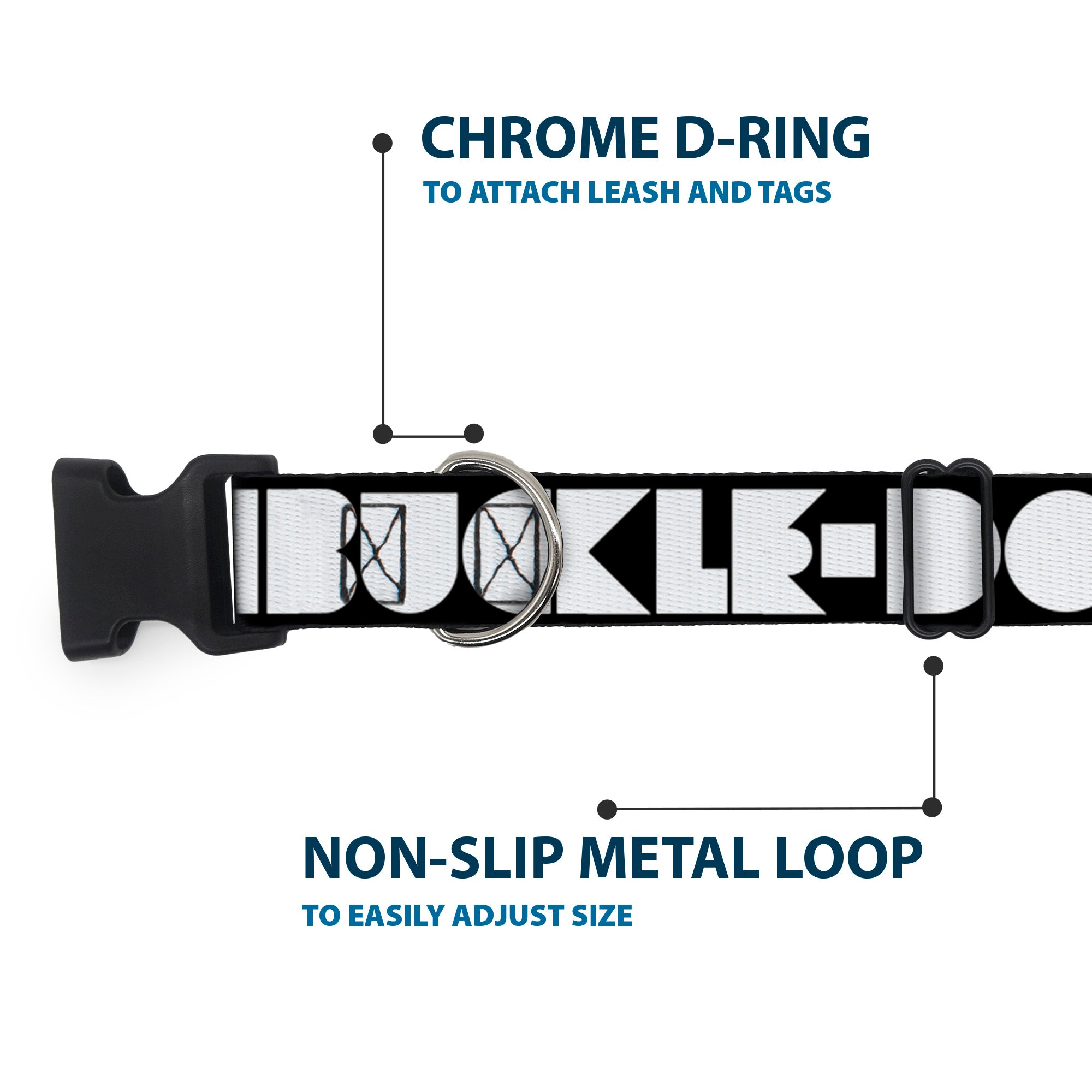 Plastic Clip Collar - BUCKLE-DOWN Shapes Black/White