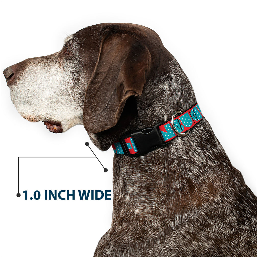 Plastic Clip Collar - BUCKLE-DOWN Shapes Red/Dot Turquoise/White