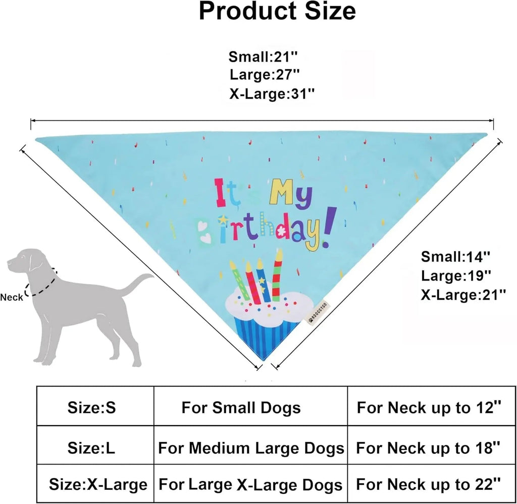 Dog Birthday Bandana, Party Hat & Bow Tie Set for Small- Large Dogs