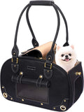 Dog Carrier Purse – Waterproof PU Leather Pet Travel Bag with Roof, for Small Dogs & Cats