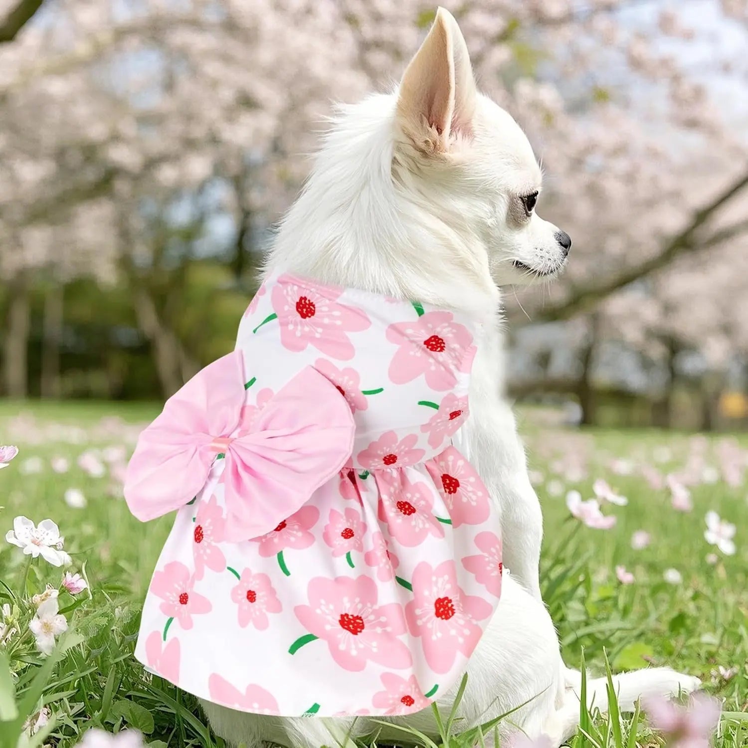 Floral Dog Dress Summer Breathable Cotton Puppy Small Dog Cat Outfit Cute