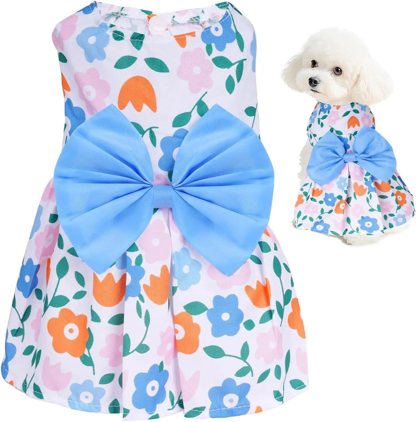 Floral Dog Dress Summer Breathable Cotton Puppy Small Dog Cat Outfit Cute