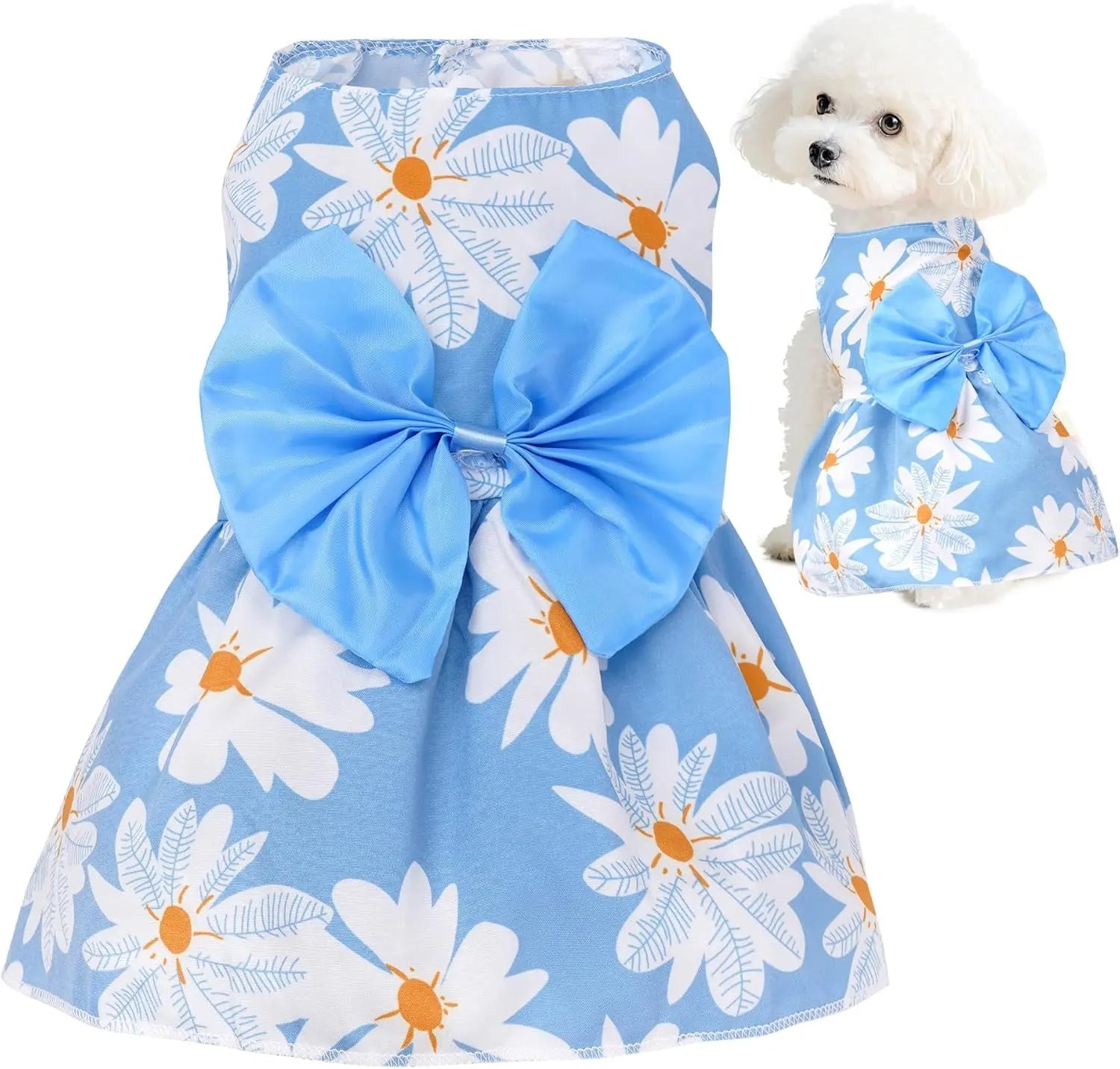 Floral Dog Dress Summer Breathable Cotton Puppy Small Dog Cat Outfit Cute
