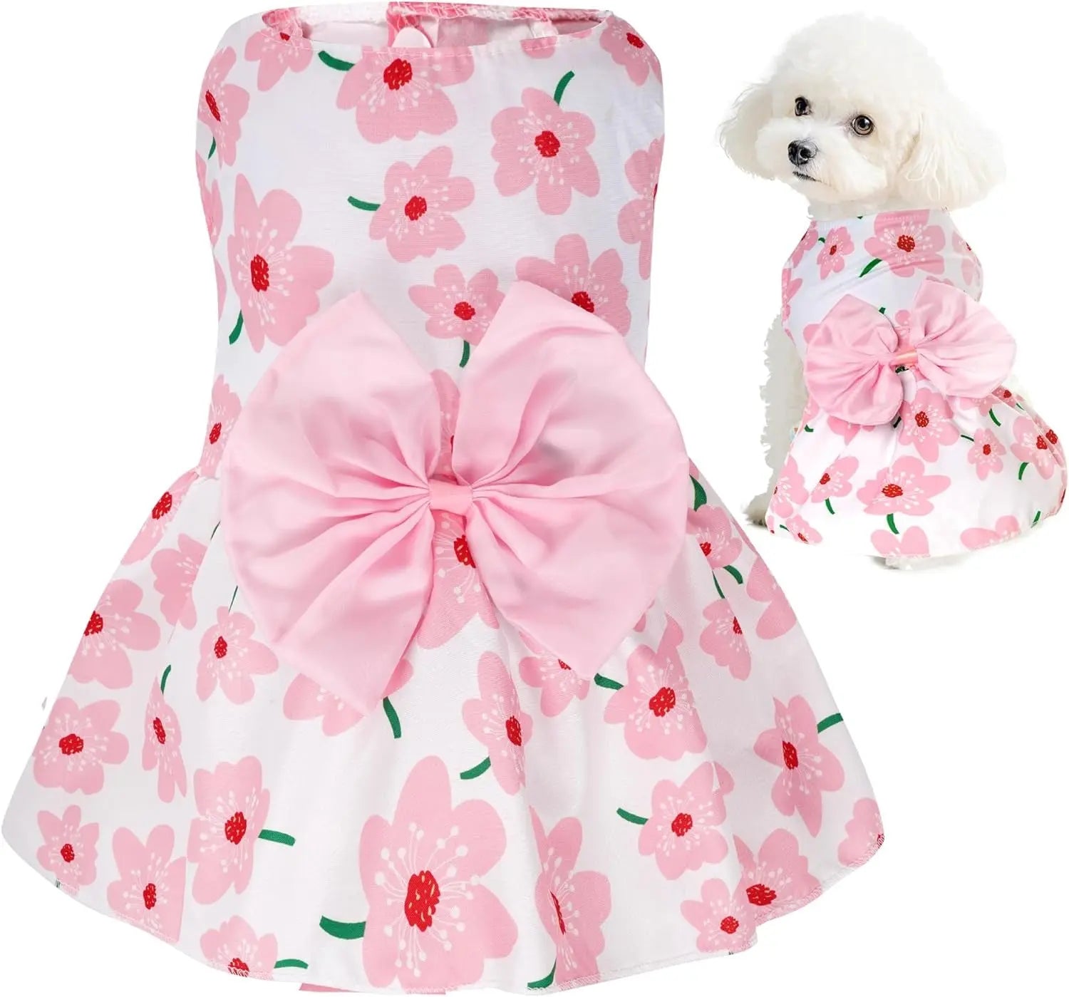 Floral Dog Dress Summer Breathable Cotton Puppy Small Dog Cat Outfit Cute