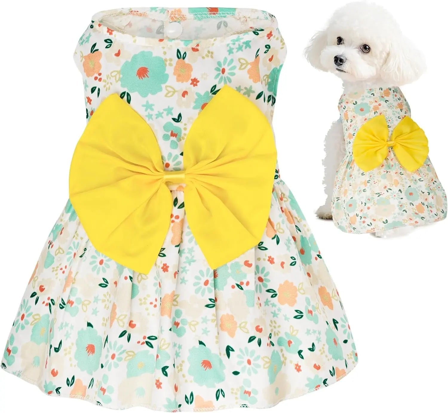 Floral Dog Dress Summer Breathable Cotton Puppy Small Dog Cat Outfit Cute