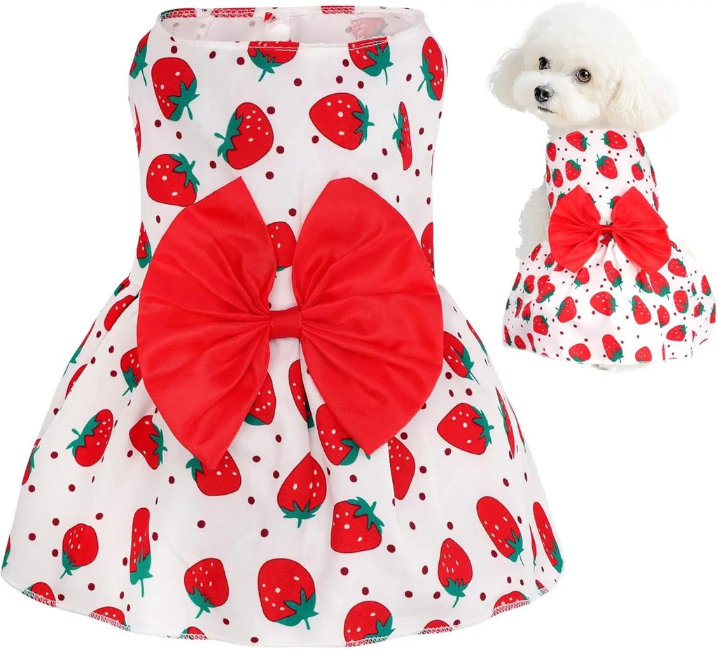 Floral Dog Dress Summer Breathable Cotton Puppy Small Dog Cat Outfit Cute