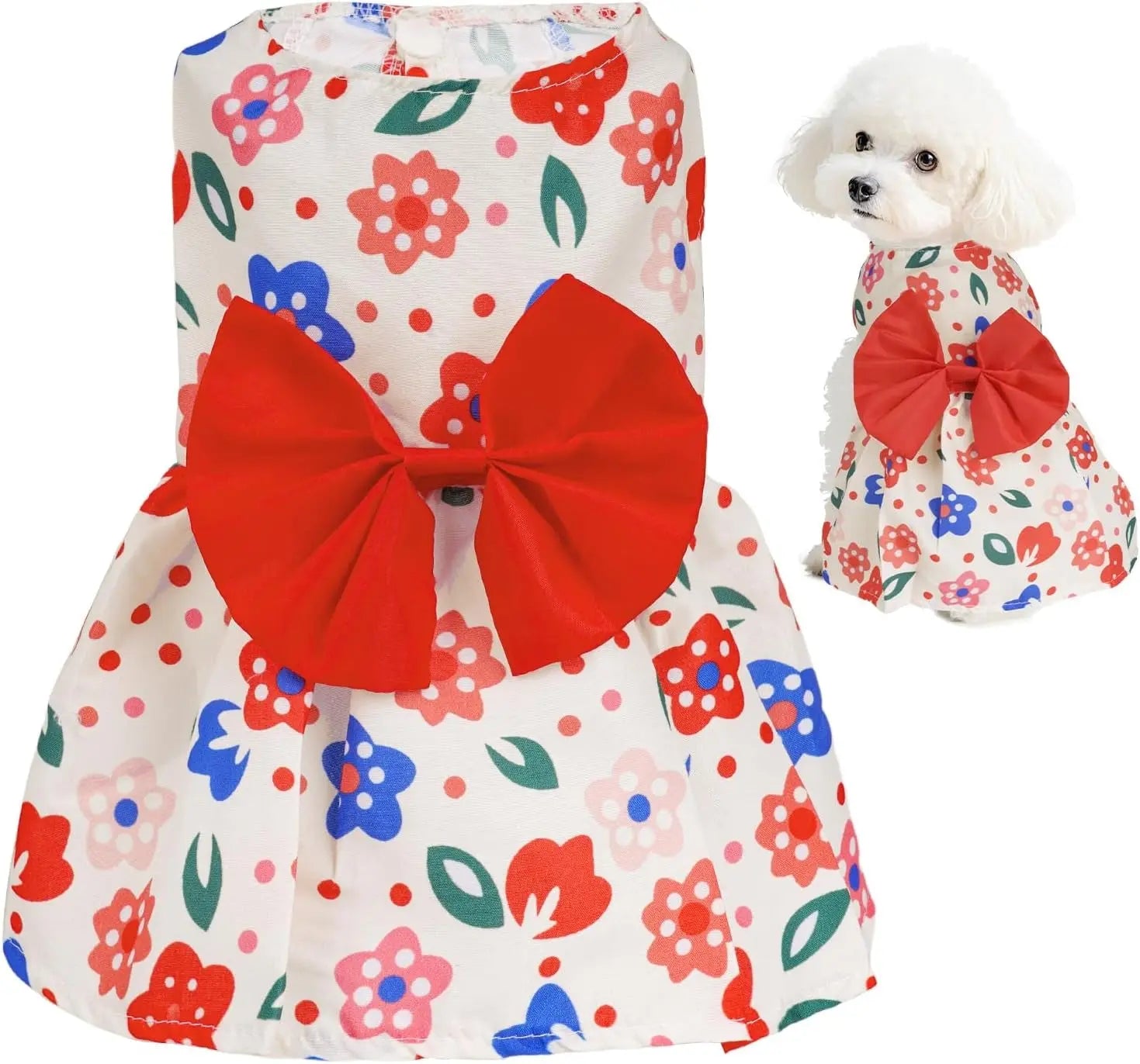 Floral Dog Dress Summer Breathable Cotton Puppy Small Dog Cat Outfit Cute