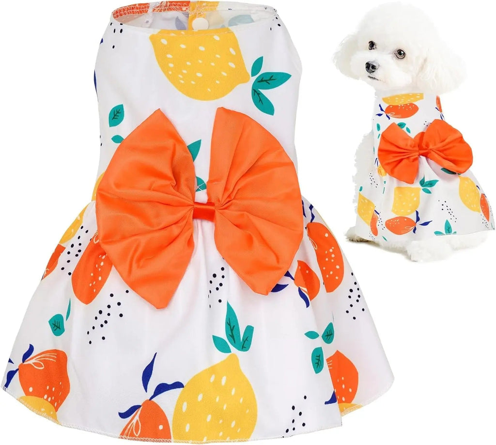 Floral Dog Dress Summer Breathable Cotton Puppy Small Dog Cat Outfit Cute