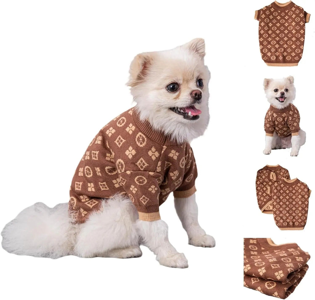 Luxury Knit Dog Sweater for Small Dogs | Warm Designer Pet Outfit (XS–5X)