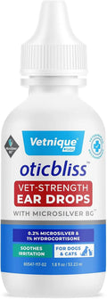 Oticbliss Cat & Dog Ear Infection Drops – MicroSilver & Hydrocortisone Relief