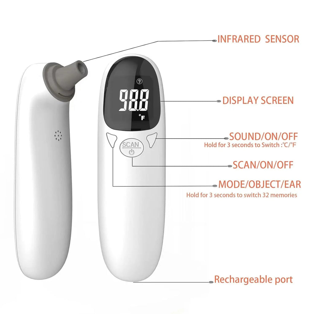 Pet Ear Thermometer Infrared Dog & Cat Temperature Reader 1-Second Digital