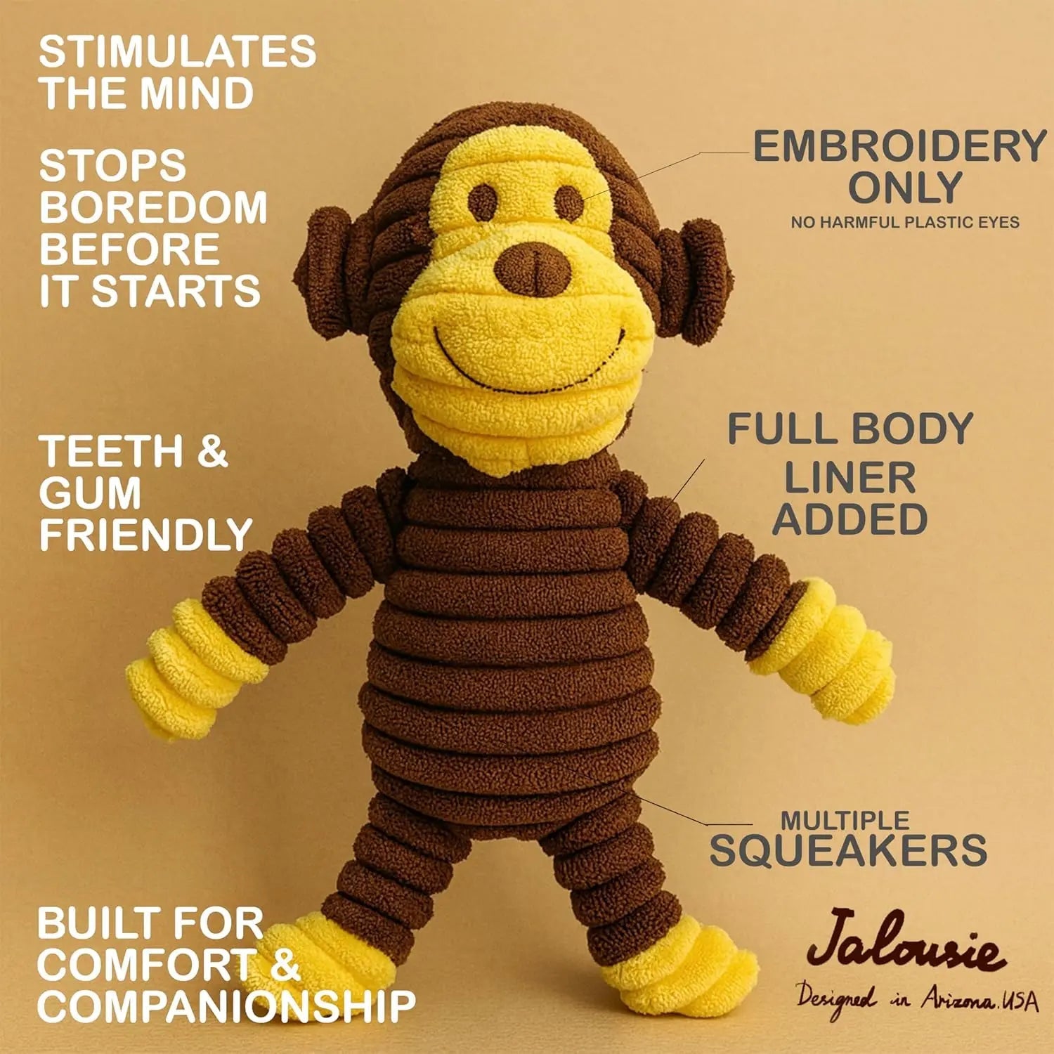 Plush Squeaky Dog Toys 5-Pack Corduroy Set for Medium & Large Dogs
