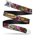 BD Wings Logo CLOSE-UP Full Color Black Silver Seatbelt Belt - Death Before Dishonor Pink Webbing