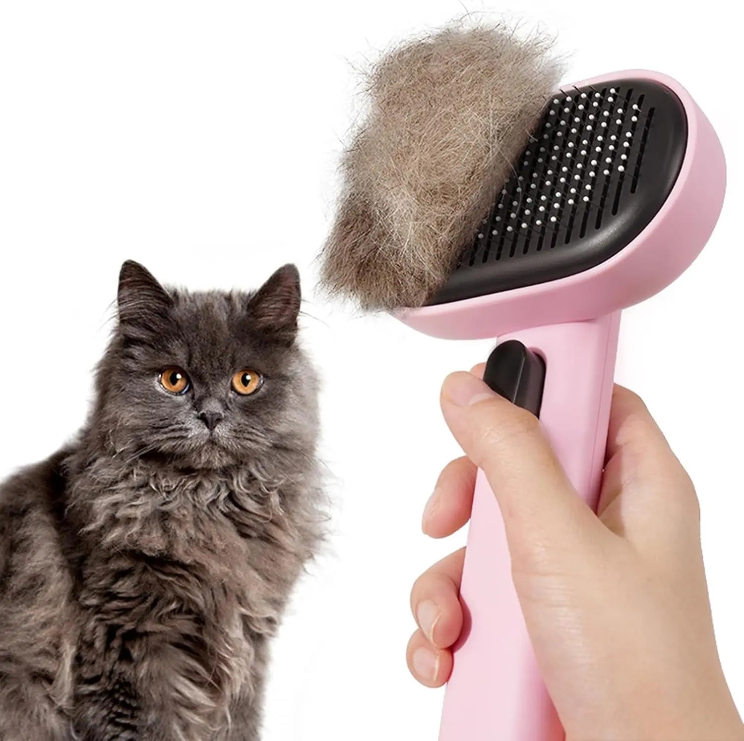 Self Cleaning Cat Brush for Shedding & Massage Short Long Hair Grooming