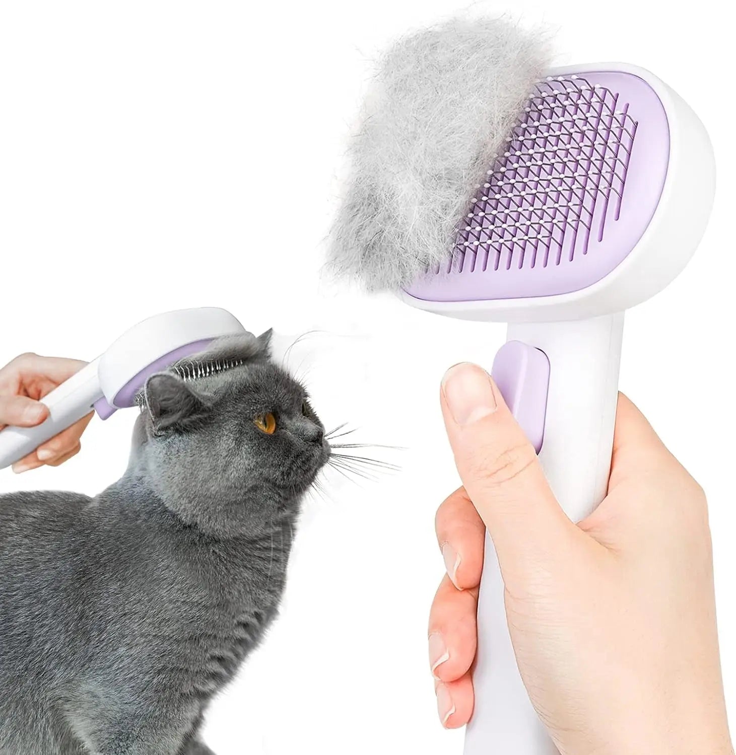 Self Cleaning Cat Brush for Shedding & Massage Short Long Hair Grooming