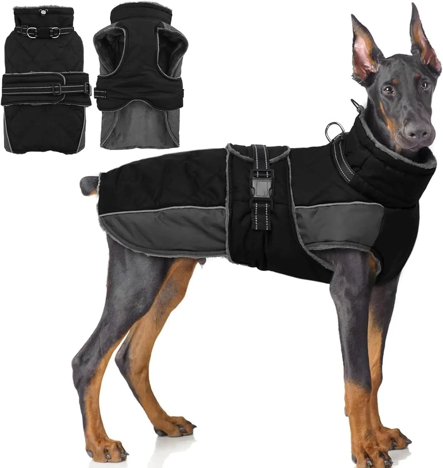 Warm Waterproof Dog Jacket Reflective Turtleneck Adjustable Coat XS–3XL