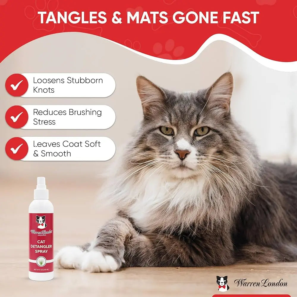 Warren London Fragrance-Free Cat Detangler Spray – Leave-In Conditioner 8oz