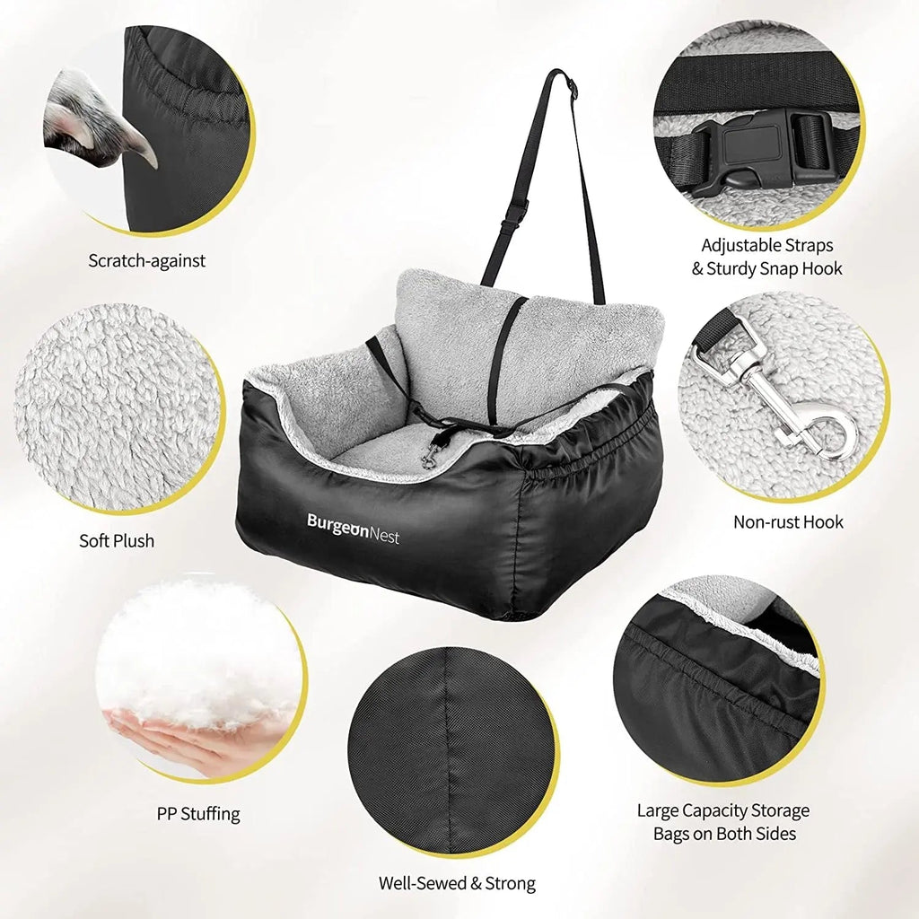 Washable Pet Car Seat Booster for Small Dogs & Cats, Oxford Fabric