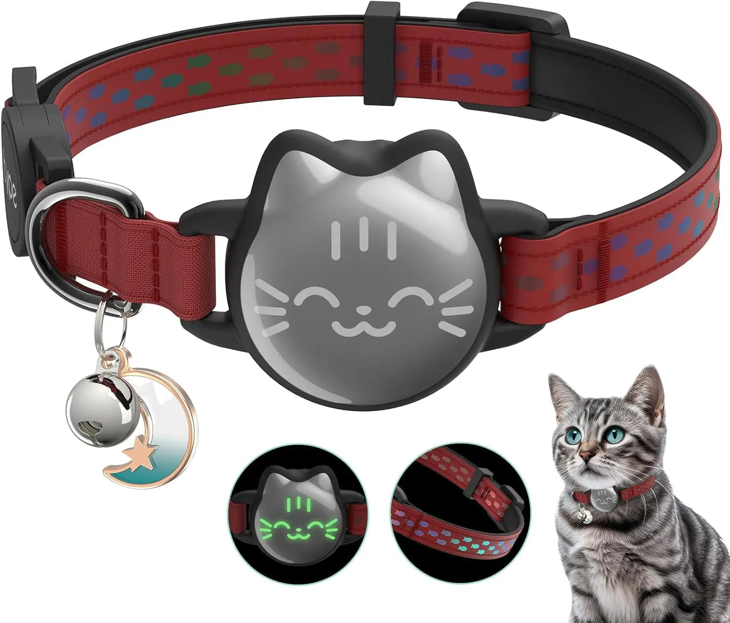 Waterproof Reflective AirTag Cat Collar, Breakaway Safety GPS Holder for Cats